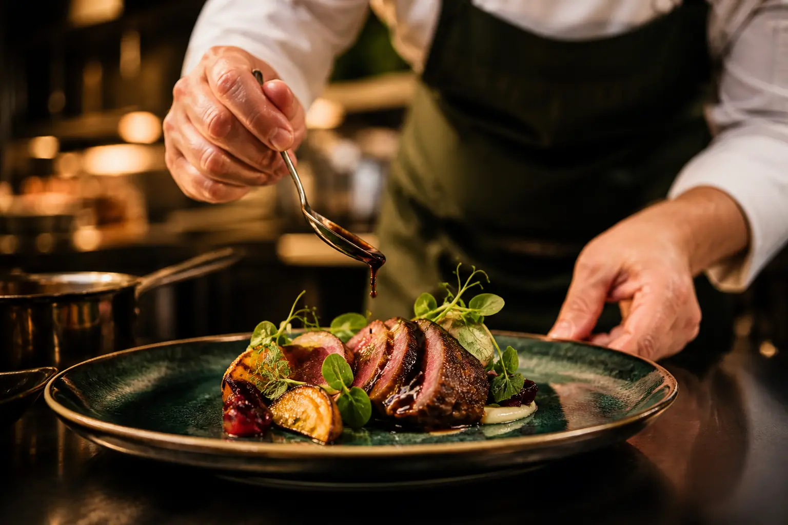 Eleganckie danie przygotowane przez szefa kuchni restauracji