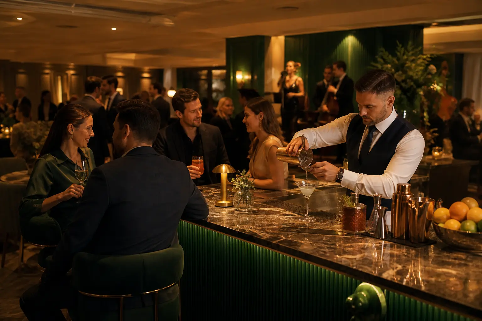 Koktajlowy wieczór w restauracji z obsługą barmańską