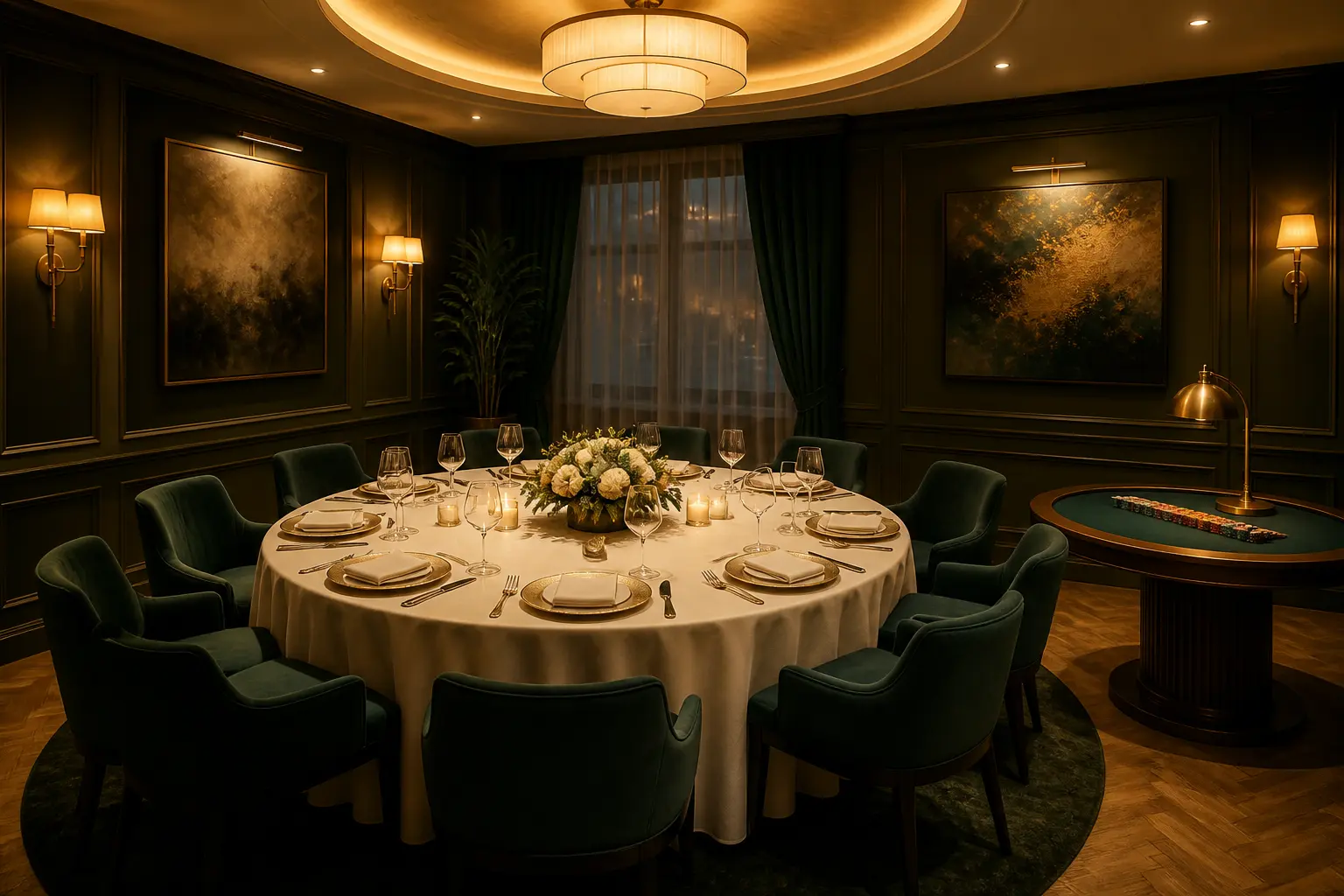 Prywatna sala restauracyjna przygotowana na kameralny wieczór